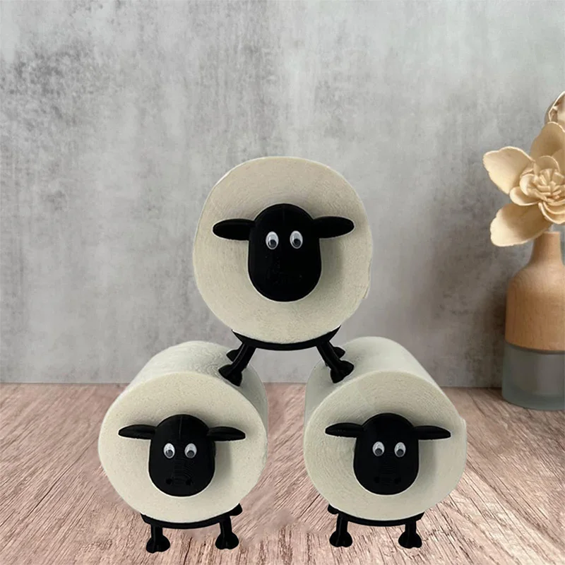 Black Sheep Toilet Roll Holder Funny Resin Sheep Roll Paper Holder Creative Stackable Animal Tissue Organiser