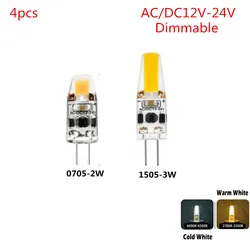 4pcs/lot Dimmable COB Bulb AC/DC12-24V G4 LED Bulb 2W 3w G4 Bulb Replace Traditional of Halogen Bulb for Chandelier