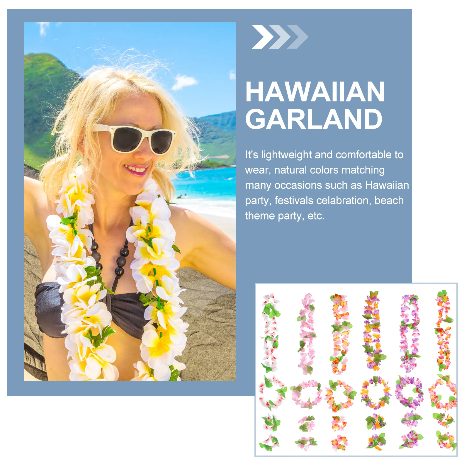 

6pcs Hawaiian Garland Artificial Flower Headband Necklace Bracelet 4 Piece Set Tropical Beach Party Costume Jewelry For Women