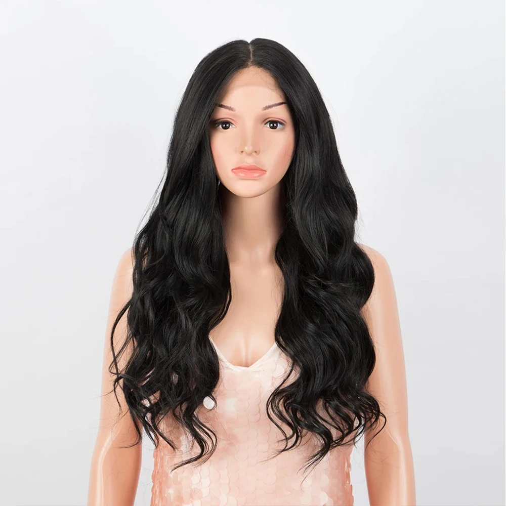 Deep Wave Synthetic Wig for Black Women Wear Deep Curly Soft Wig Natural Black Color Replacement Wigs for Daily Party Use 26 