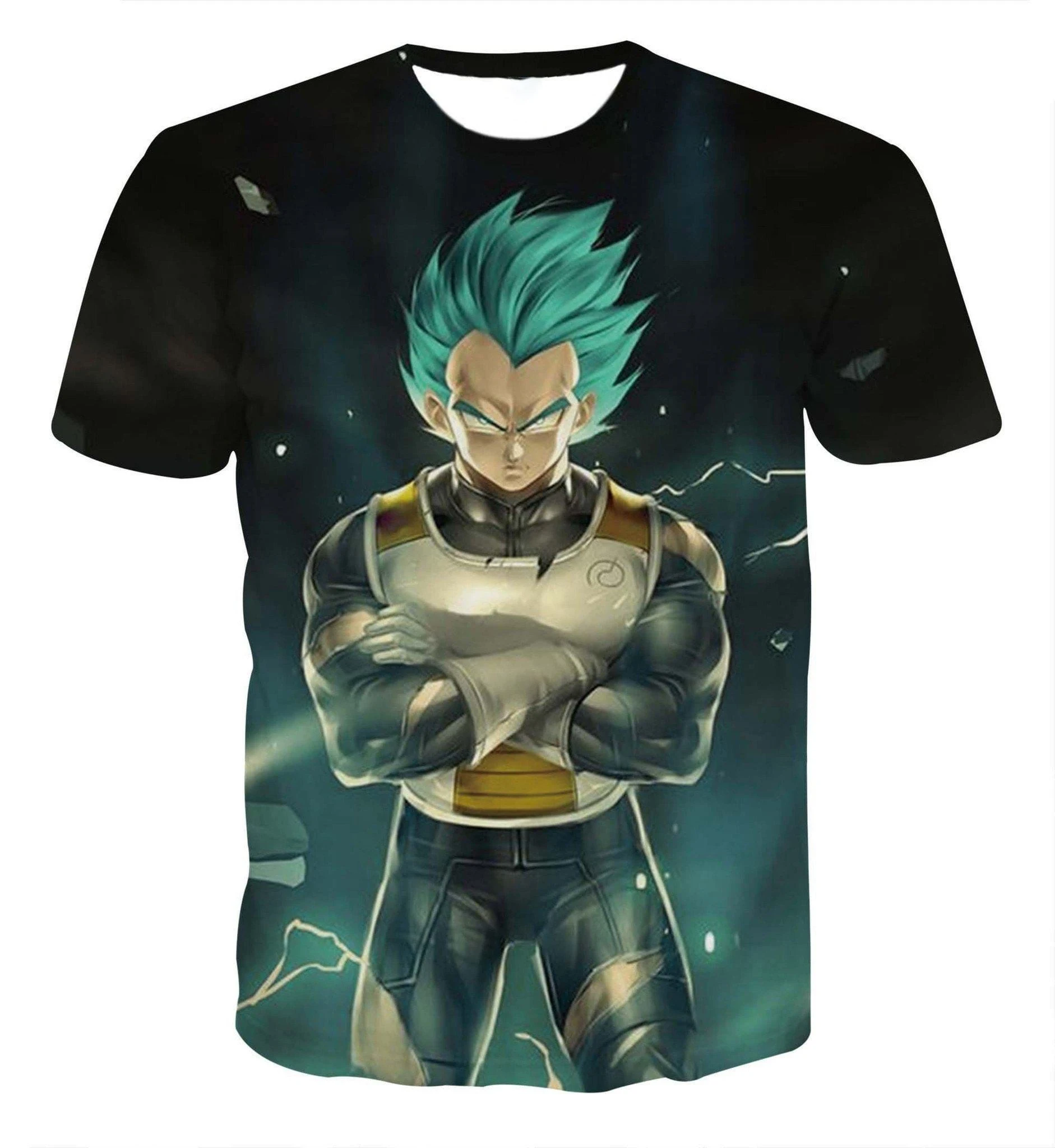 T-shirt Anime Japonais Dragon Ball Z Vegeta Super Saiyan Blue SSGSS Resurrection F Whis Symbol pour Enfants et Adultes, Vêtements de Cosplay