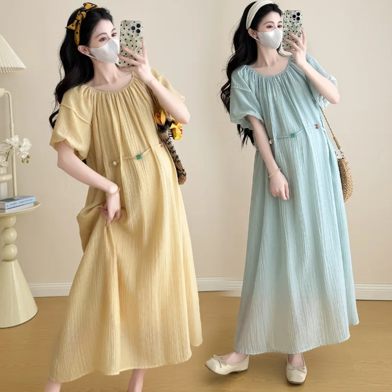 2025 출산 드레스 여름 단순 느슨한 슬리밍 프랑스어 다목적 출산 드레스