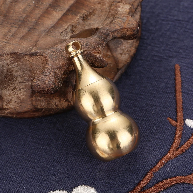 Chinese Feng Shui Gourd Brass Mental For Enhance Buddhist Good Luck Brass Gourd Pendant Can Hold Cinnabar Keychain Accessories