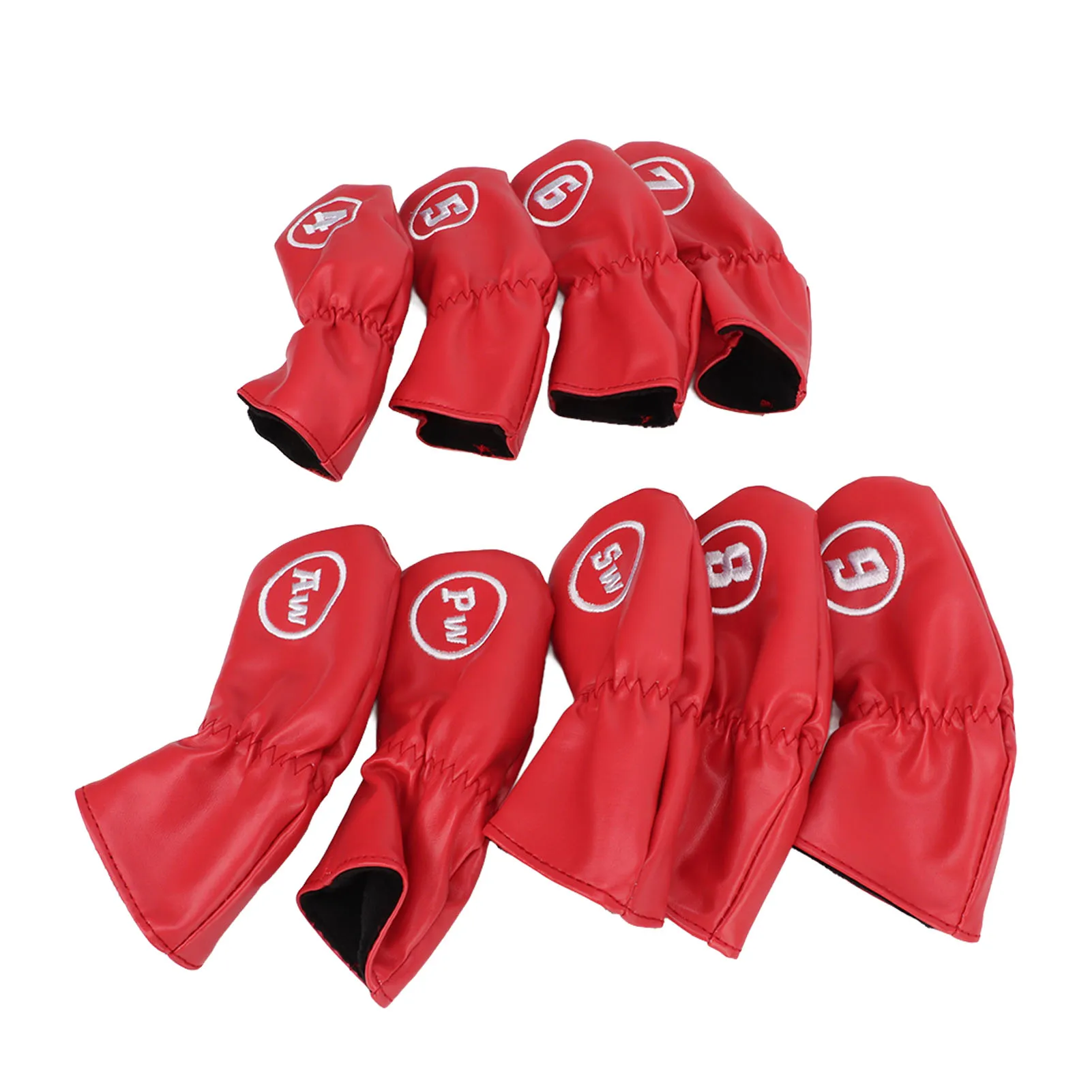 9Pcs Golf Iron Head Covers PU Waterproof Golf Club Headcovers for Right Left Handed Golfer Lovers