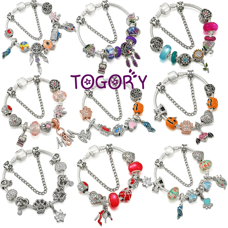 TOGORY High Quality Feather Woodpecker Beads Chain Charm Bracelets Bangles For Women Men Girl DIY Bijoux Pulseras Jewelry Gift