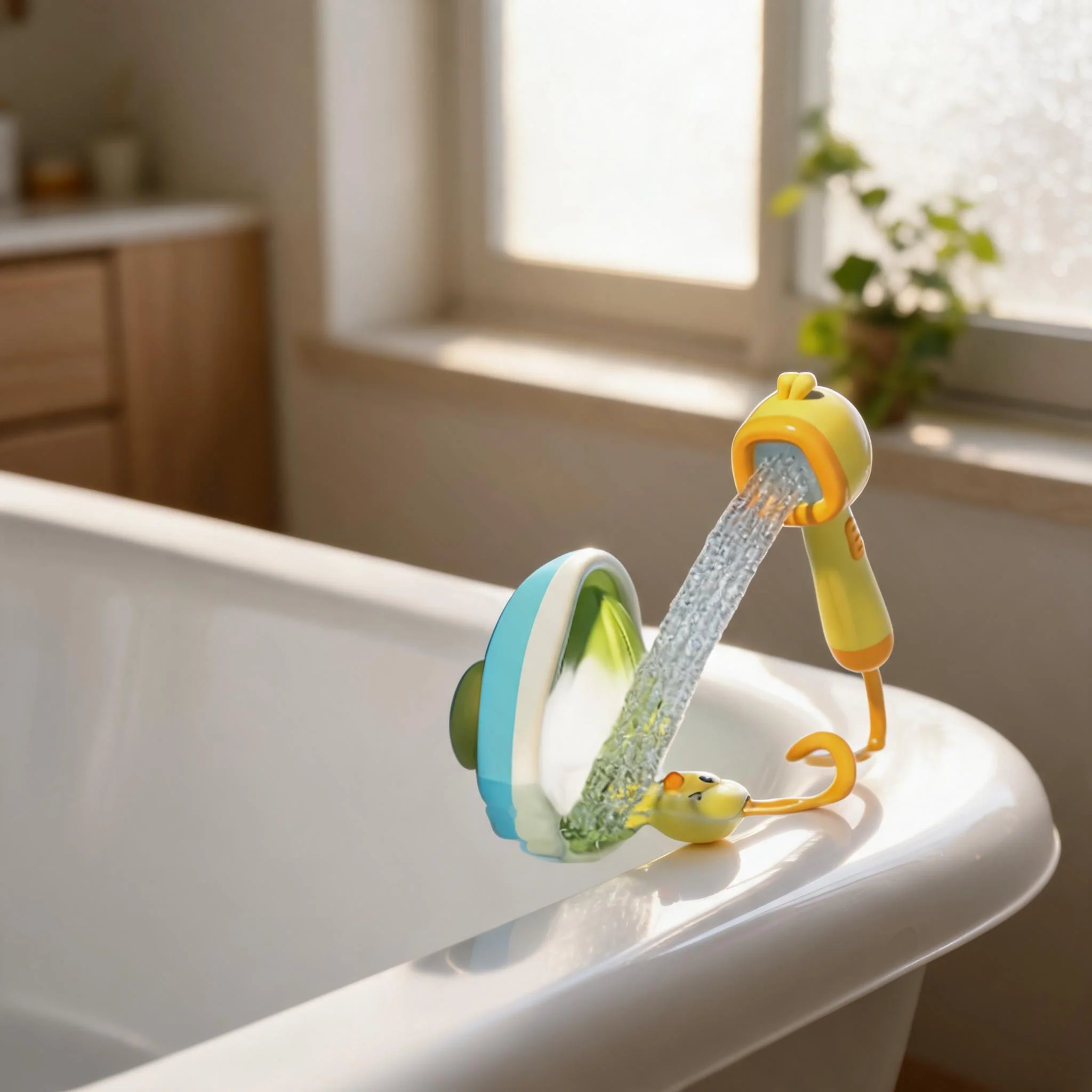 Yellow Duck-Shower Head Electric Water Spray Fun Bath Toy For-Kids Bathroom Playing Device Plastic Interactive Bathtub Accessori