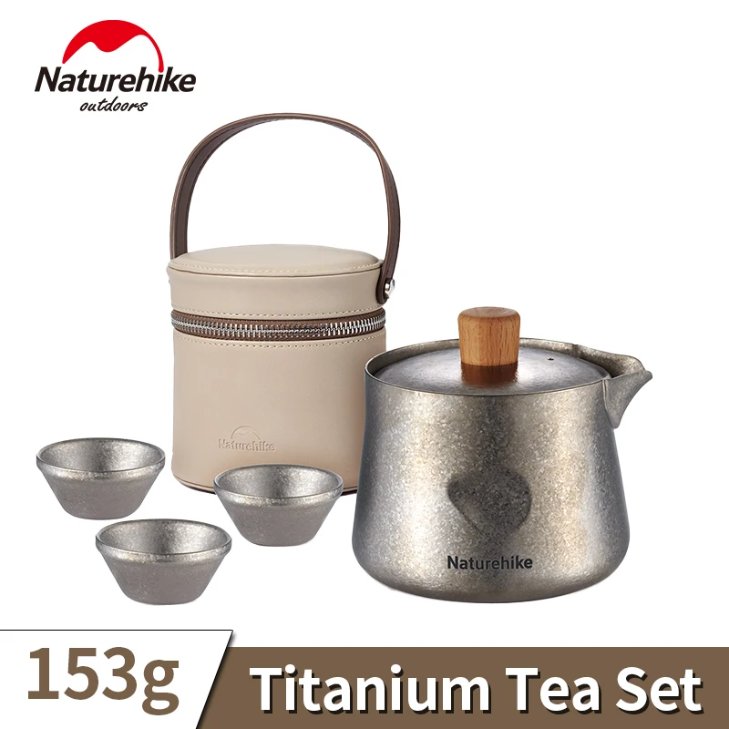 

Naturehike Titanium Tea Set Travel Teapot Teacup Lightweight Outdoor Camping Kettle Cup Picnic Household Tableware Set Portable