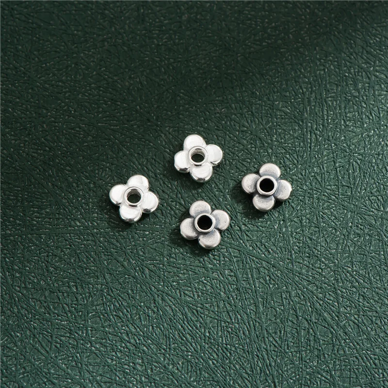 

100% настоящее серебро 925 пробы, седельная цветочная бусина со сквозным отверстием, материал «сделай сам», аксессуар для браслета и ожерелья