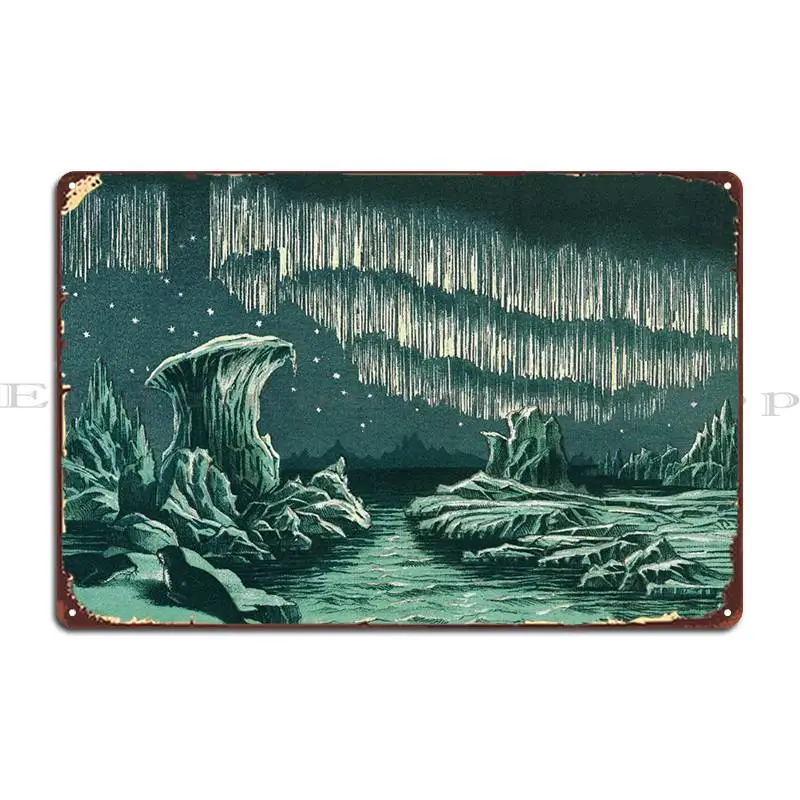 Aurora Borealis Illustrati Metal Plaque Cinema Garage Designing Designer Mural Tin Sign Poster