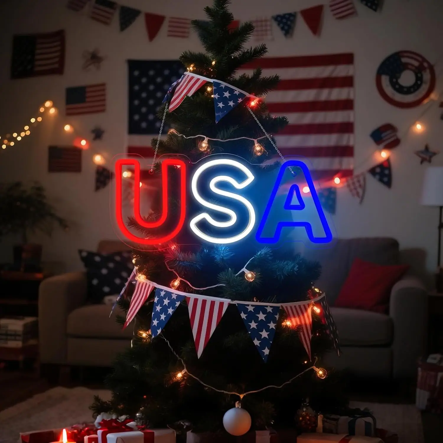 الولايات المتحدة الأمريكية النيون عكس الضوء USB بالطاقة Led ضوء النيون للرجل الكهف نادي بيسترو مقهى الجدول أولي 4th يوم الذكرى الوطني ديكور هدية