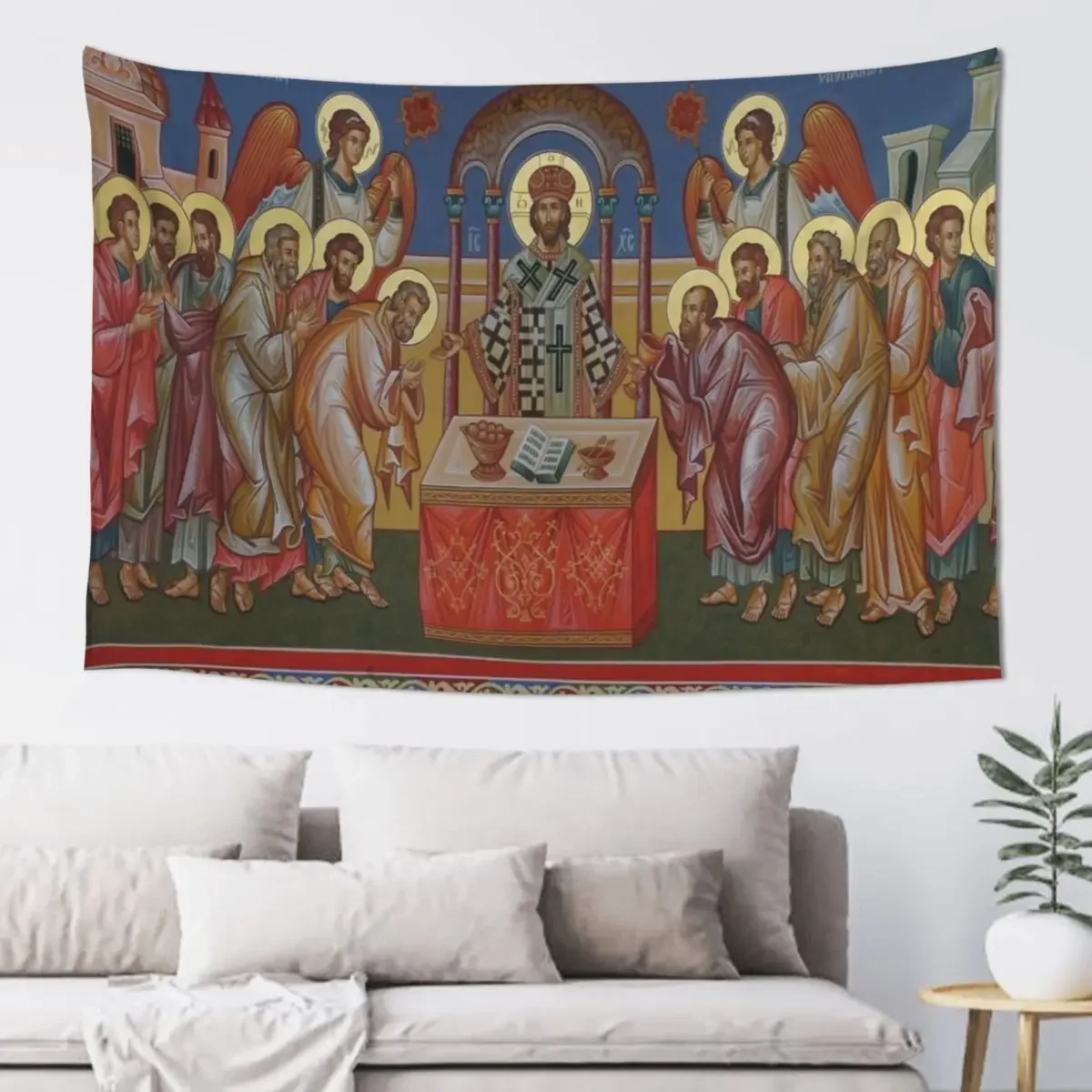 

Orthodox Christian Icon the Holy Eucharist Tapestry Aesthetics For Room Carpet On The Wall Tapestry