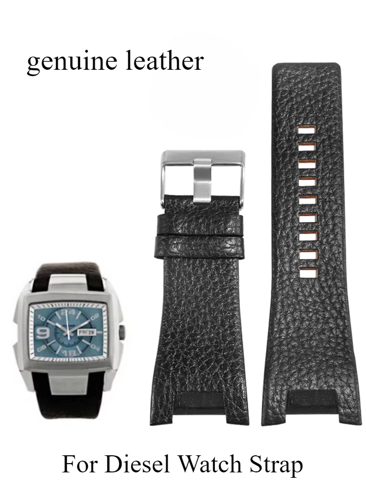 For Diesel Genuine Leather Watch with Concave Interface Dz4246 Dz1273 Dz1216 Exquisite Texture Cowhide Waterproof Strap 32mm