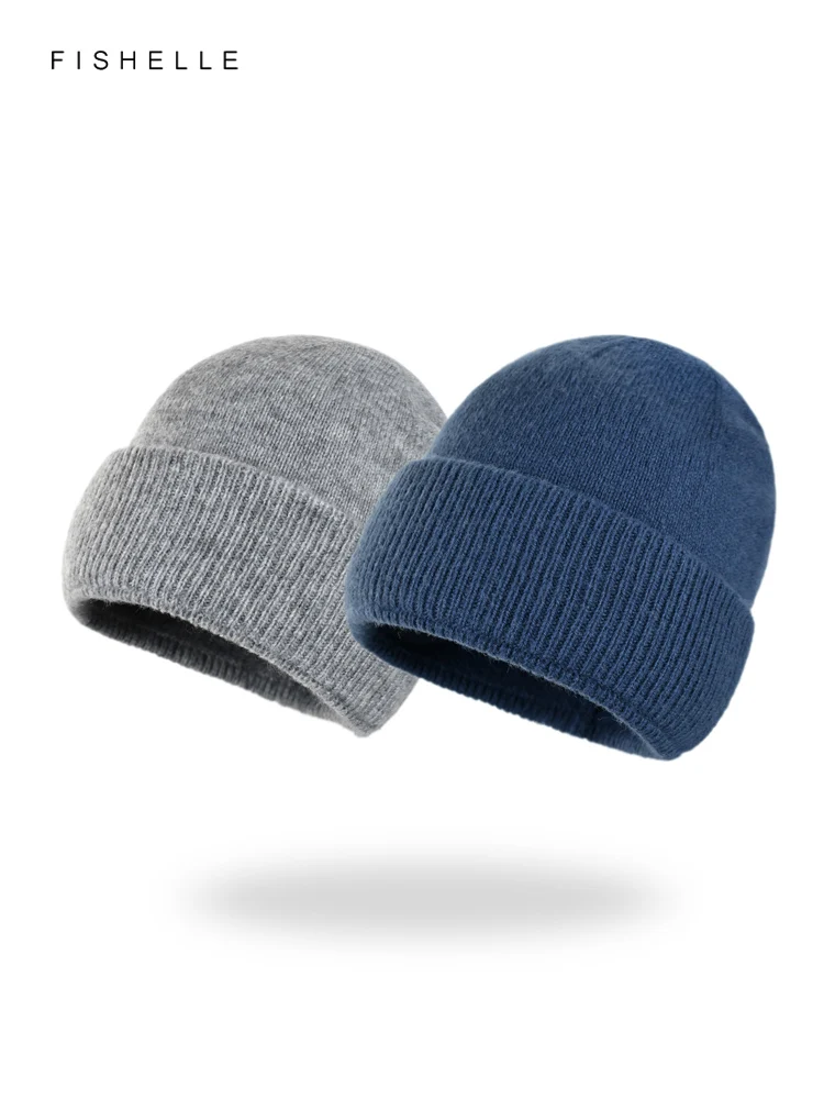 New design soft solid pure wool hat women\'s winter warmth knitted wool cap for men\'s cold hat thin beanie adults gifts