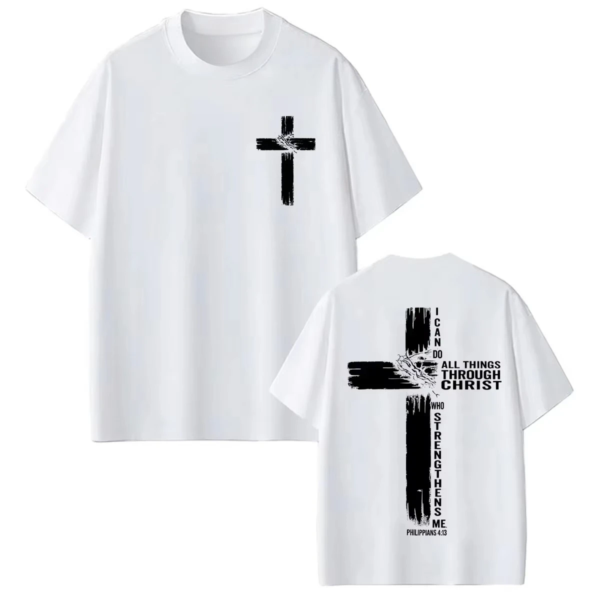 2026 Christian Religious Jesus T-shirt Fashion Faith Bible Verse I Can Do All Thing Through Christ T-shir