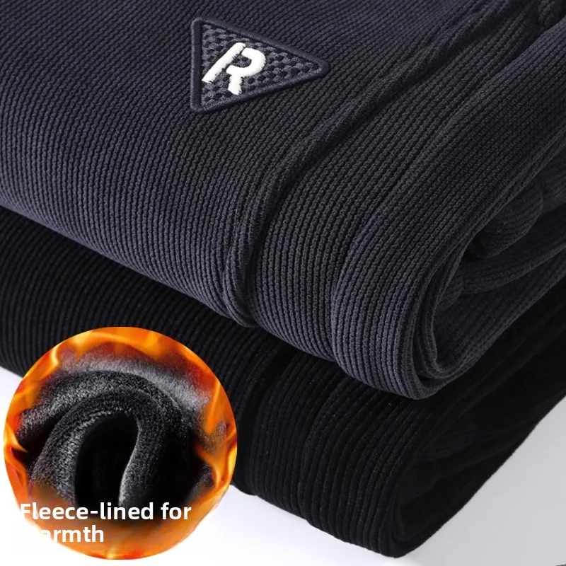 

Thiened Fce Men's Autumn Winter Casual Pants Corduroy Warm Trousers Street Sle Student Faion plus Size Cuff Pants