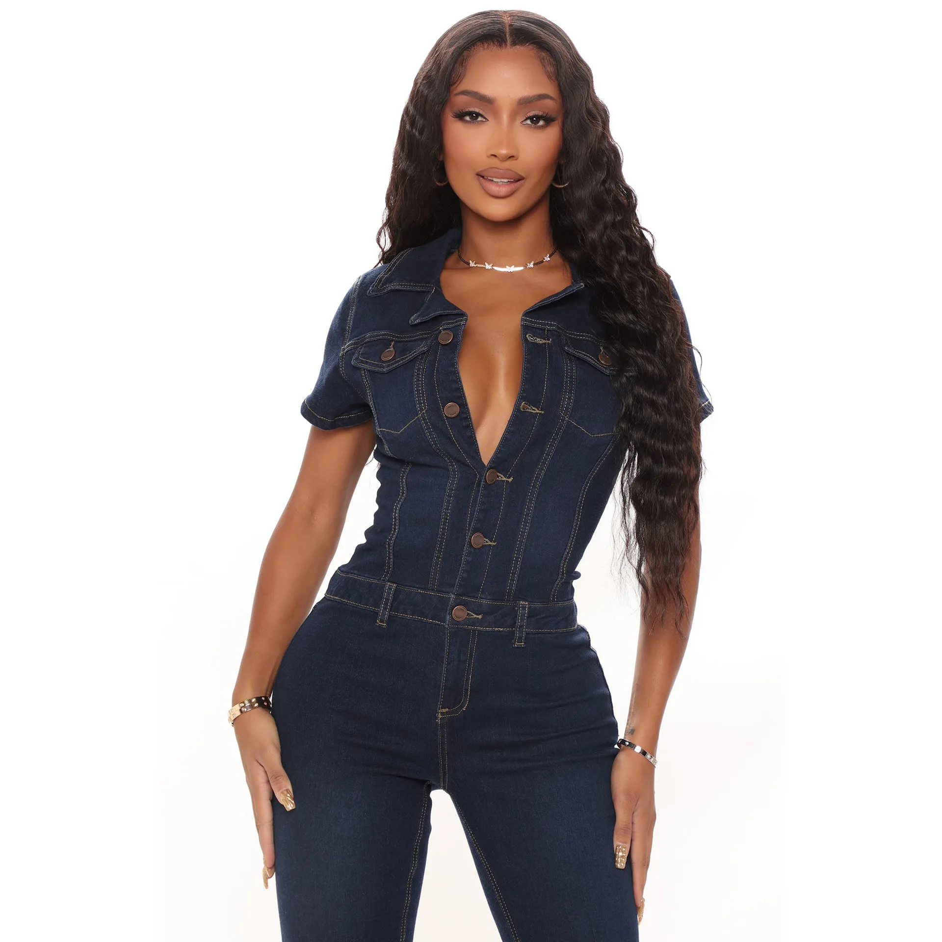 Джинсовые комбинезоны Женские комбинезоны Mom Jeans Цельные длинные брюки Y2k Однобортные комбинезоны с высокой талией Уличная одежда для вечеринок и клубов