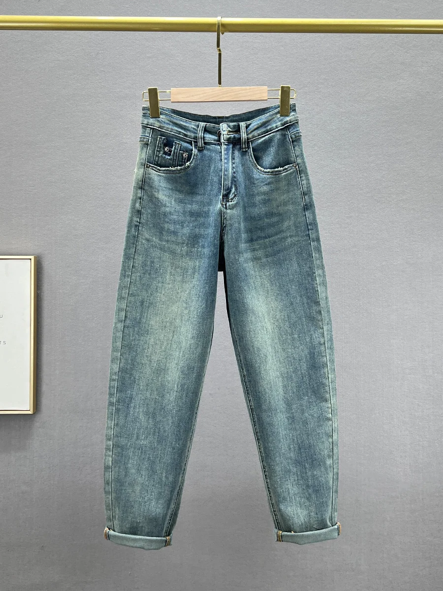 

High Waist Wide Leg Denim Jeans Women's Spring 2024 Elastic Loose Slimming Dad Pants Cotton Stretch Denim Blue Jeans