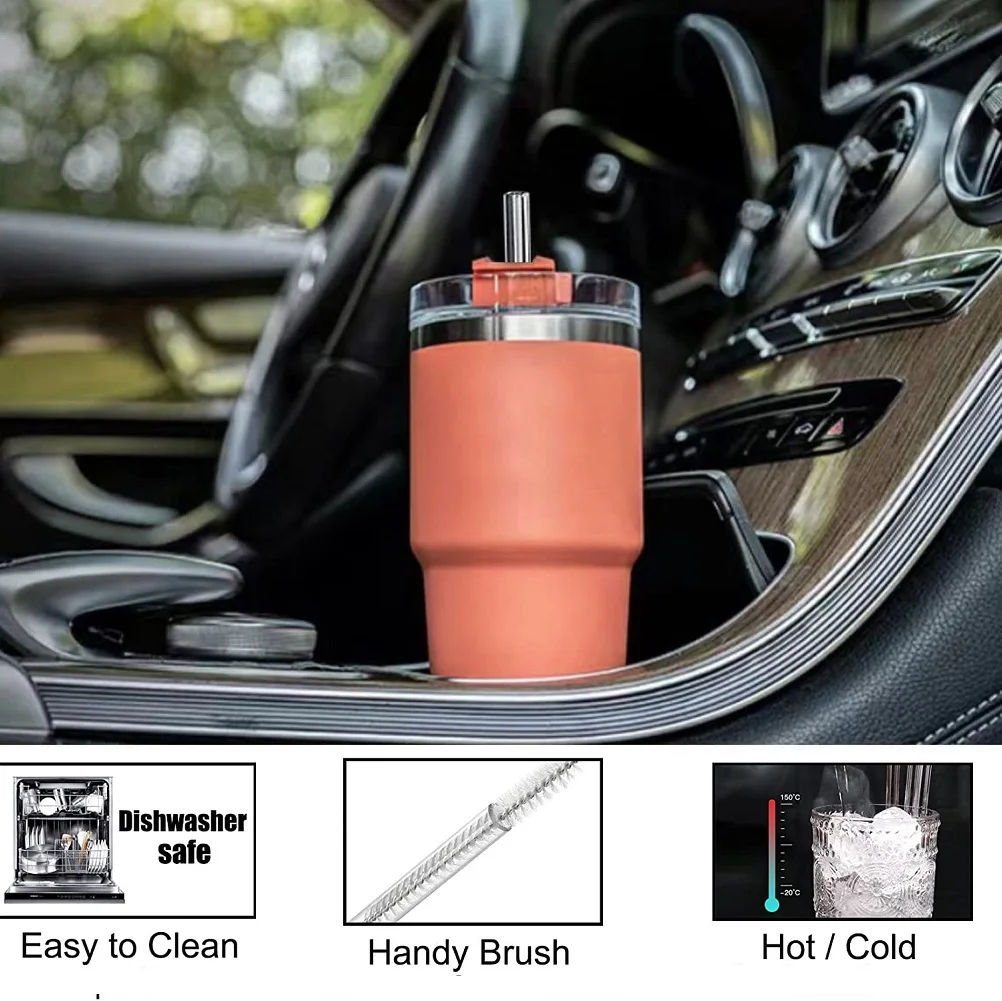 8-12 inches Long Reusable Clear Straws Glass Straws Perfect for Stanley 40 to 20 oz Tumbler Stanley Cup Accessories, Dishwas