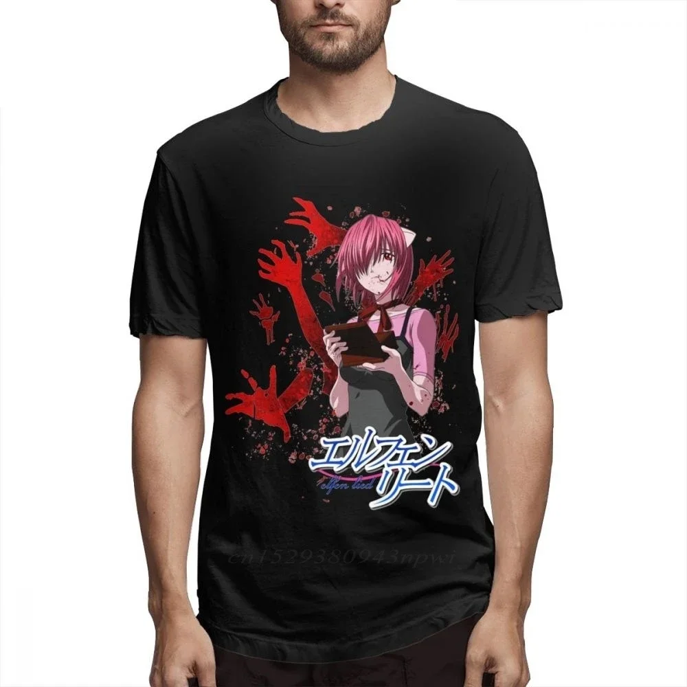 Camiseta de Anime de Elfen Lied de diseño moderno, Camiseta con estampado de alta calidad, Camiseta 100% de algodón de talla grande para hombre, ropa de calle de diseñador Punk para chicos