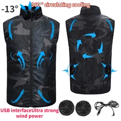 Summer Ice Vest Men's Fan Jacket USB Air Conditioning Clothes Riding Outdoor Heat Protection Labor Protection Work Clothes Vest