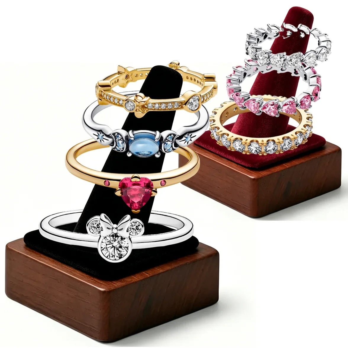 2026 New 925 Silver Heat Sparkling Dense Set Heart to Heart Classic Logo Ring Display Tool Exquisite DIY Charm Jewelry