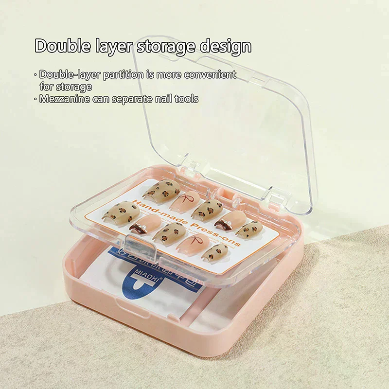 Double Layer Nail Packaging Box Fake Nail Jewelry Storage Du