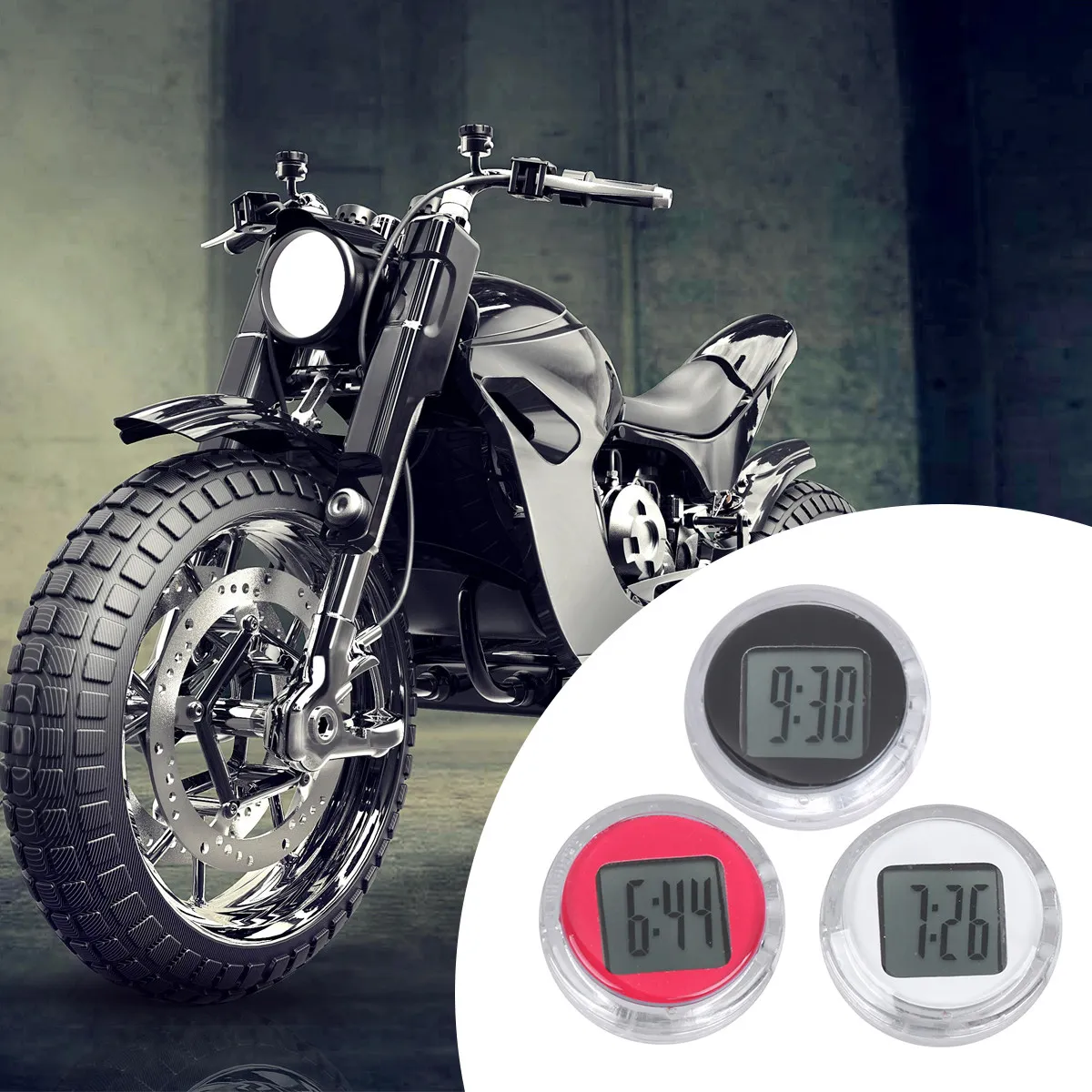 Mini Car Dashboard Clock Self-Adhesive Waterproof Digital Clock for Car Motorcycle Scooter Bike Office Use 12-Hour Format Black - view 2