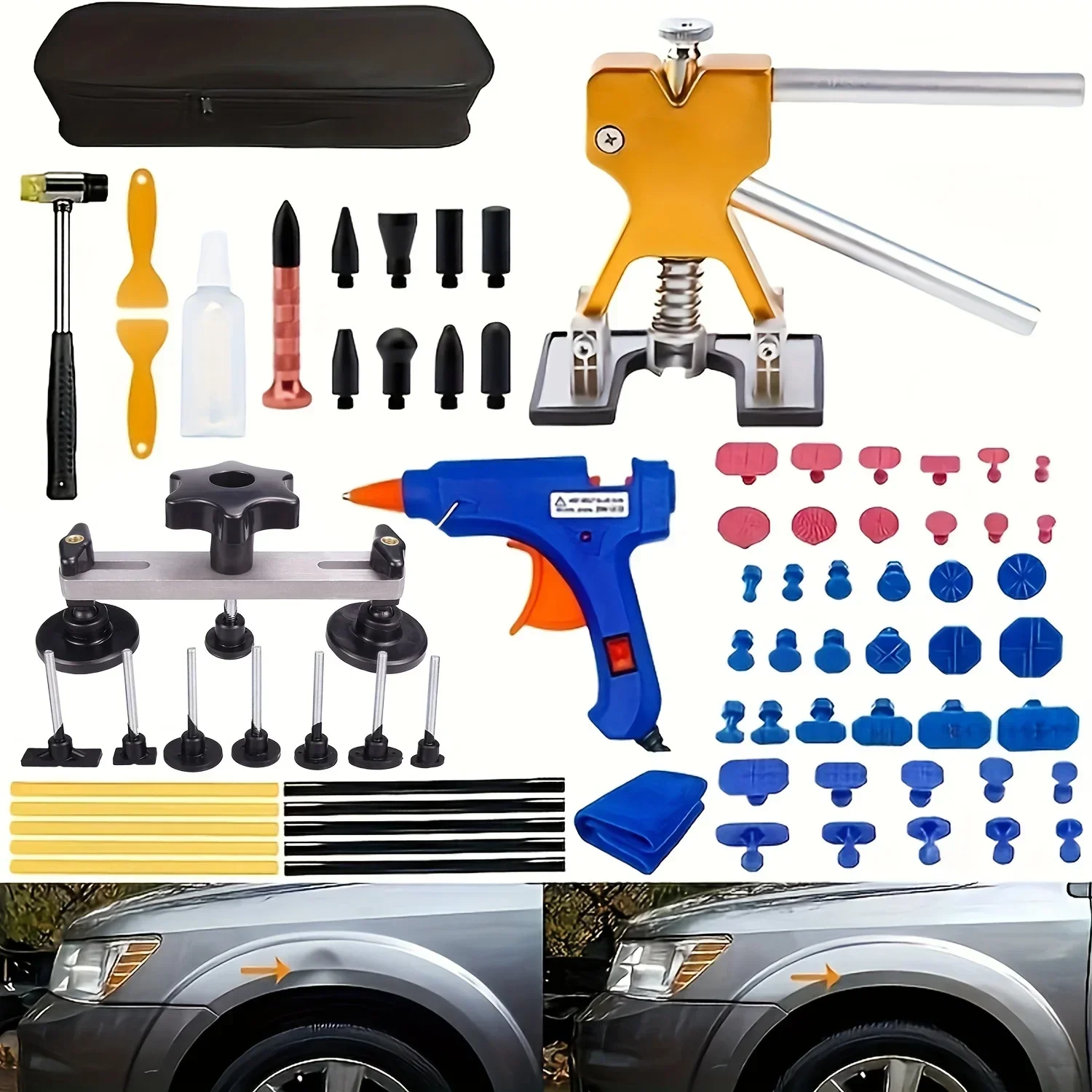 [Popular Choice] Auto Sheet Metal Dent Repair Kit with Mixed Size Suction Cup Puller Set, Car Body Paintless Renovation Tools