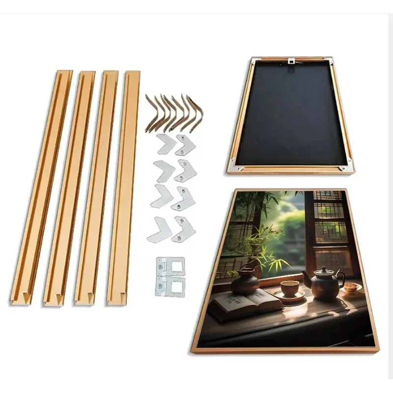 Aluminum Alloy Photo Frame Canvas Frame DIY Photo Frame Default Gold, Black to Note Poster Frame Larger than 60CM Needs Stitchin