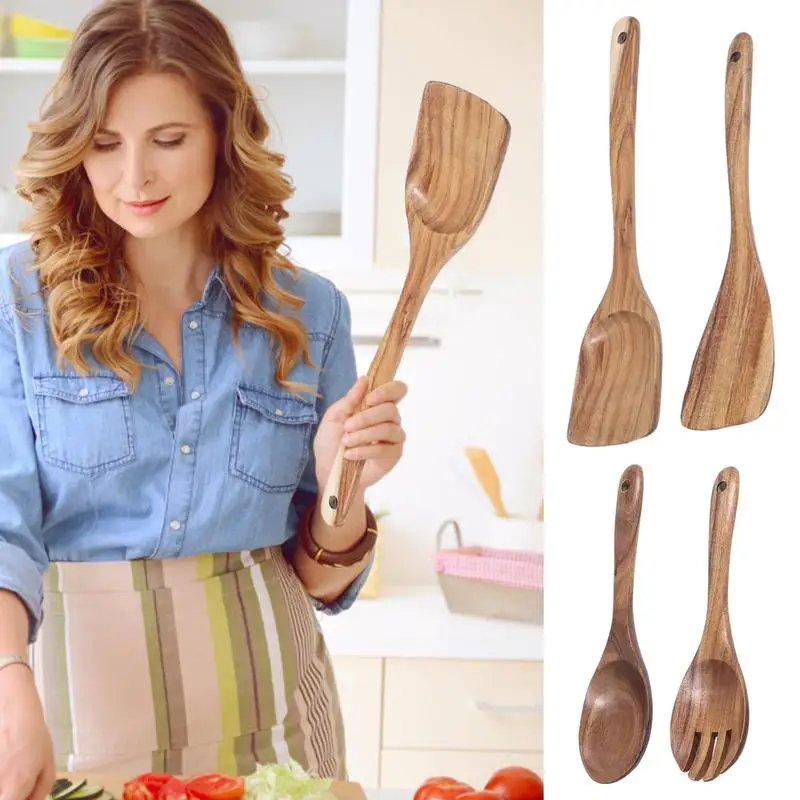 

Wooden Utensils for Cooking Wooden Pan Spatula Rice Spoon Long Handle Household Kitchen Utensil for Baking Cooking Stirring