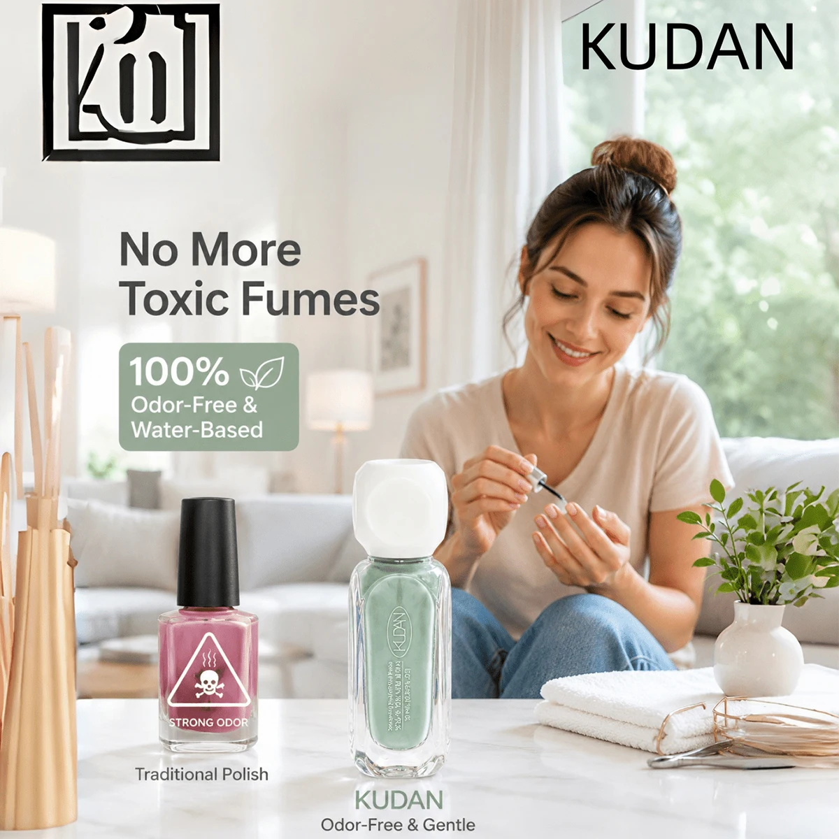 KUDAN 9 Bottles Water-Based Peel Off Nail Polish No Lamp Quick Dry Nail Glitter Polish for Nails Decoration Nail Vanish