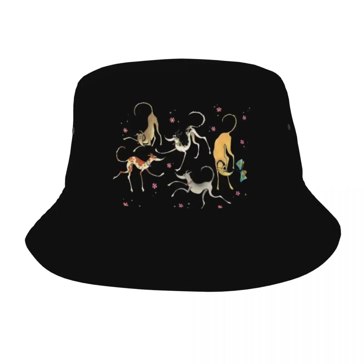 Fashion Garden Party Cute Greyhounds Lurcher Bucket Hat Men Women Whippet Sighthound Dog Outdoor Sun Summer Fisherman Cap