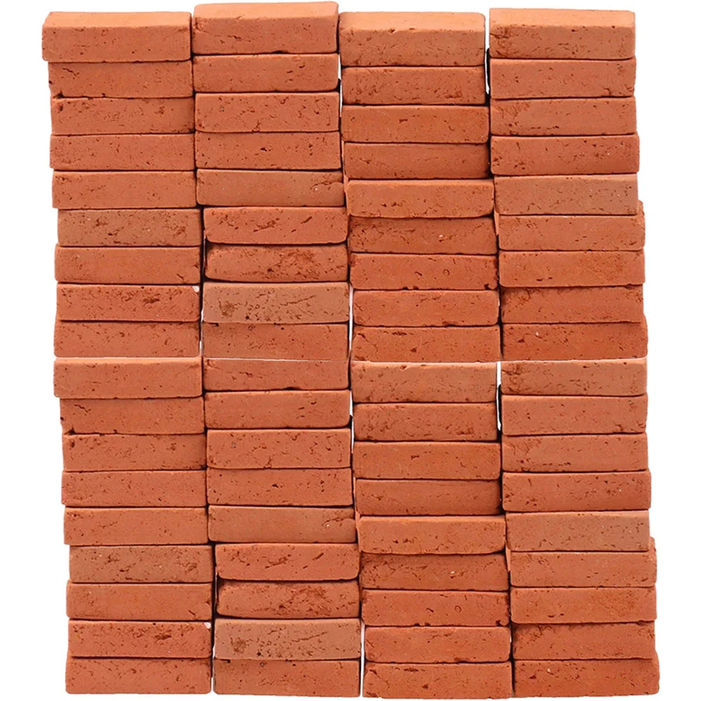 150 Pcs Furniture Mini Small Red Brick Building Blocks DIY Sand Table Models Clay Stackable Bricks Play House Props