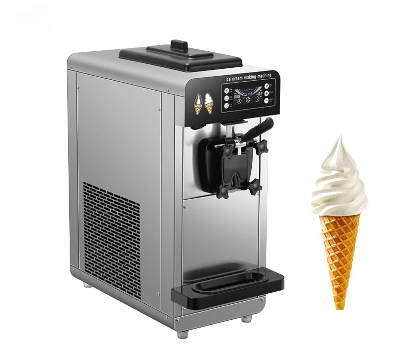 

Commercial Ice Cream Machine Single Flavor Tabletop Soft Ice Cream Maker 70pcs/h High Efficiency Stainless Steel Body