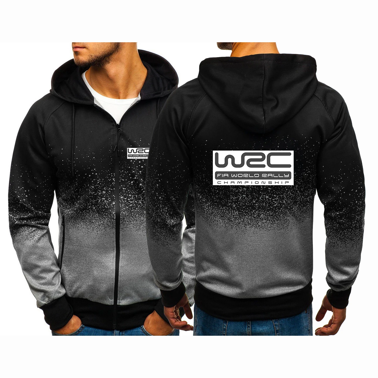World Rally Championship WRC Printed Men Autumn Winter Gradient Fashion Harajuku Hoodie Zipper Up Pullover Sweatshirt Coat