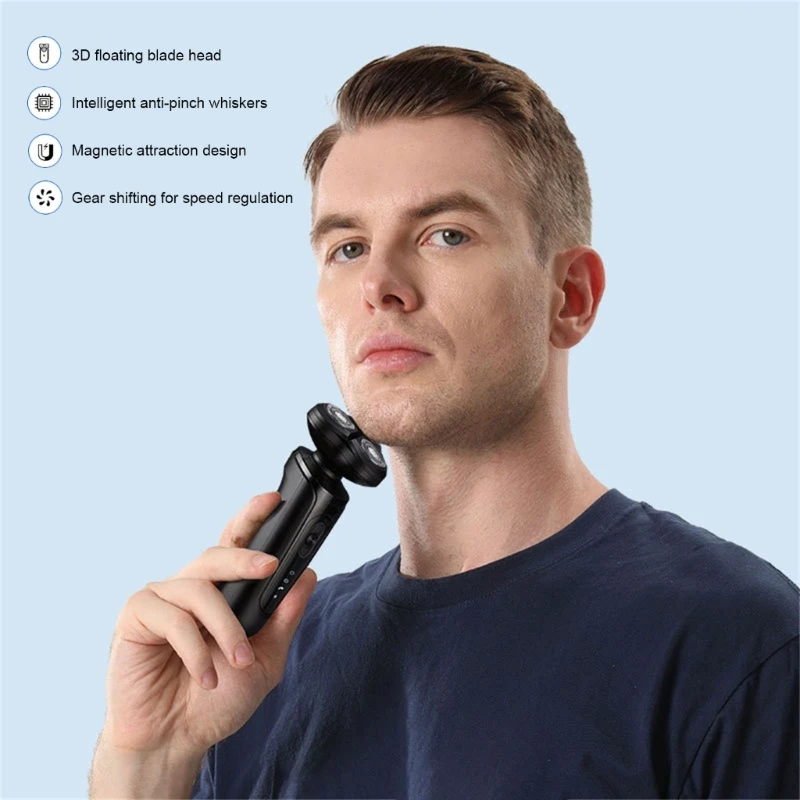 Portable Men's Miniature Floating Heads Electric Shaver for Travel and Daily Grooming USB Rechargeable Beard Trimmer