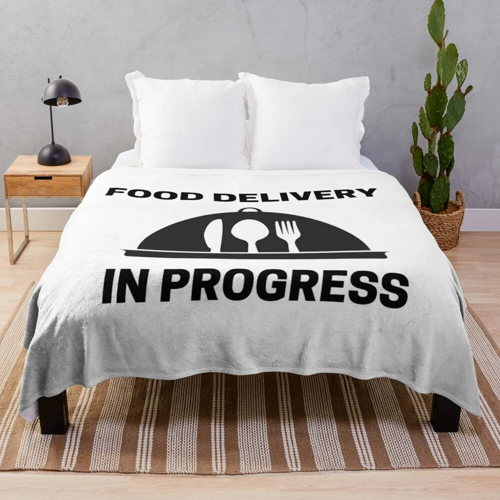 Food Delivery In Progress Throw Blanket Soft Bed Fashionable Giant Sofa Blankets