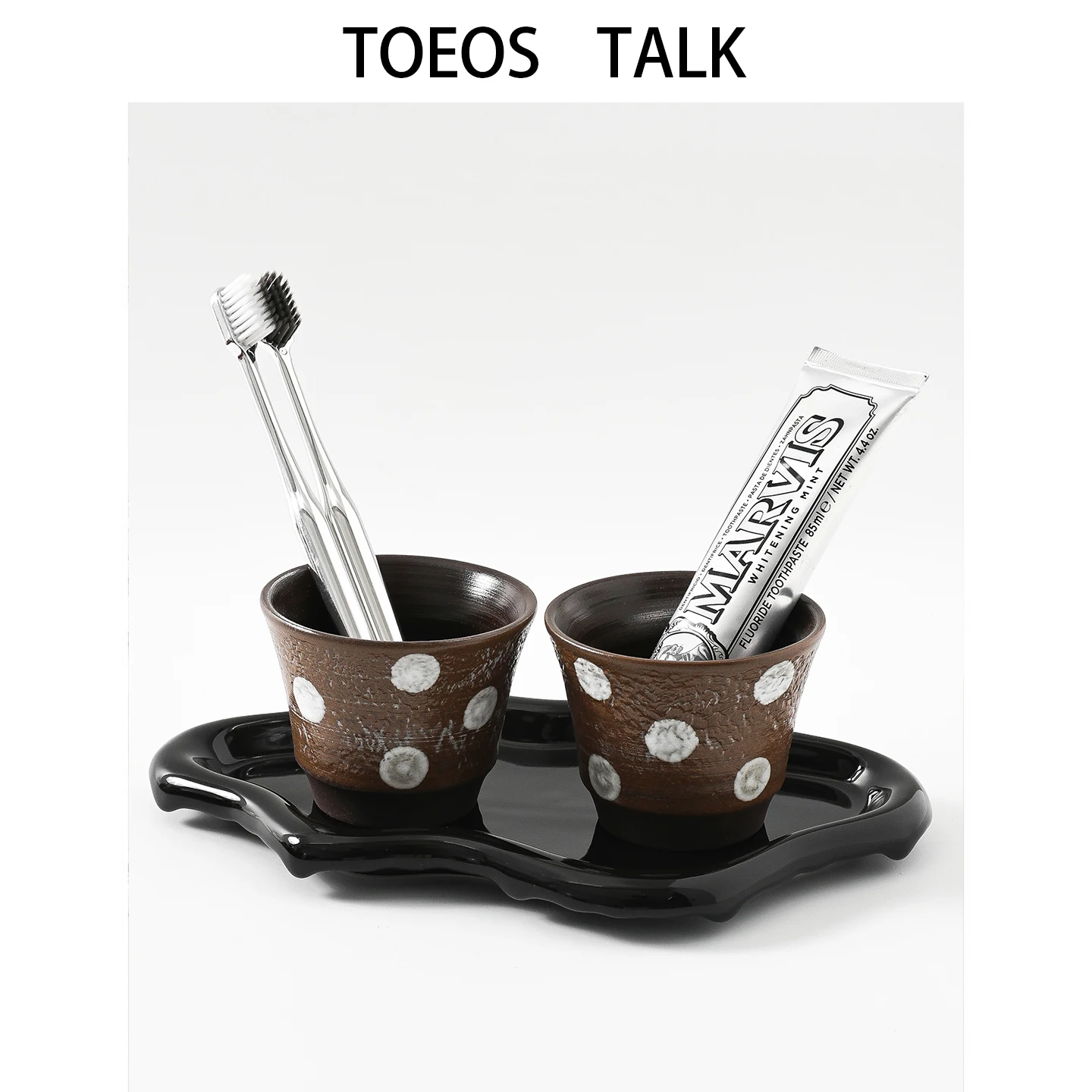 Japanese Hand-Painted Ceramic Couple Creative Toothbrush Cup Set High Aesthetic Value Hotel Ornaments Bathroom Accessories
