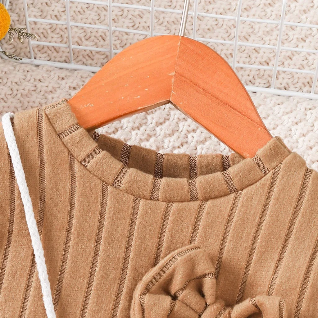 Girls Autumn and Winter Brown Long Sleeved Dresses Cute Plush Sleeves Design+Crossbody Bag Dress Suit for 4-7 Year Child Girl
