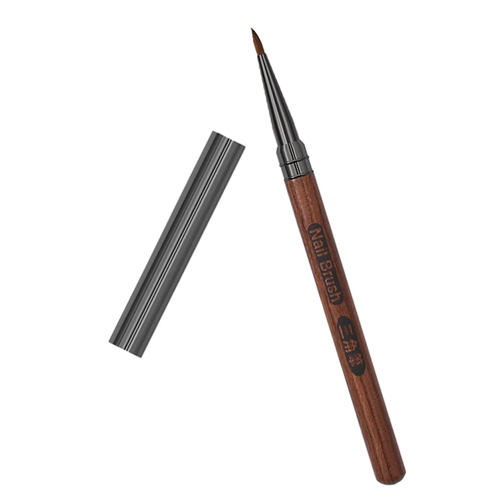 

Sandalwood Handle Nail Art Pen with Protective Cap Triangular Design for Comfortable Grip Embossing Manicure Tool Fine Line