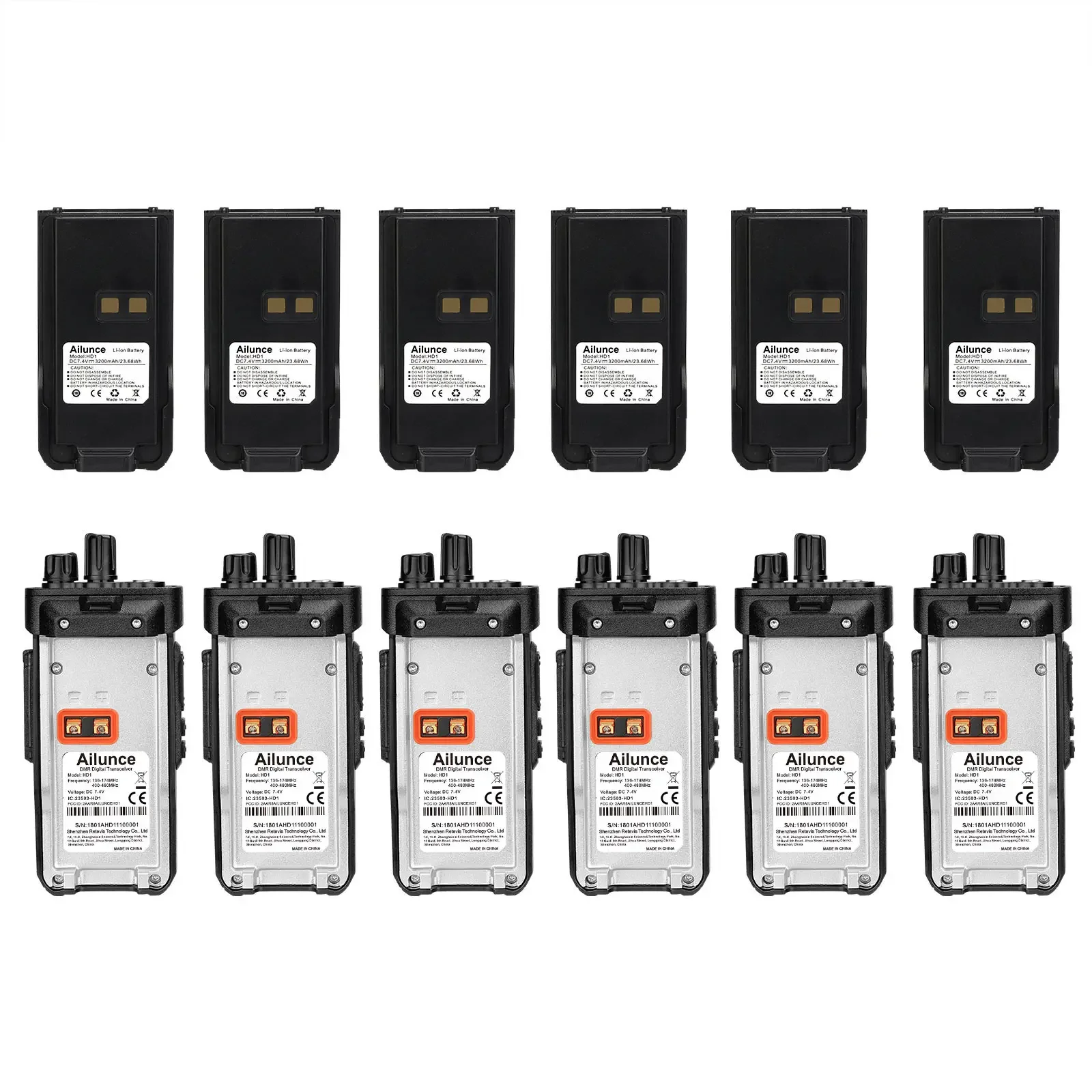 6Pack professional radio set Ailunce HD1 UHF+VHF Dual Band DMR Amateur Digital IP67 Waterproof GPS Two Way Radio