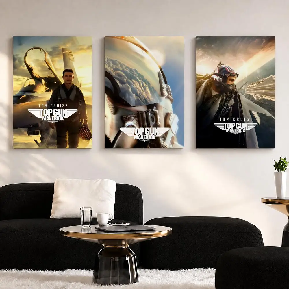 Classic Movies T-Top G-Gun Framed Wall Painting Ready to Hang Canvas Wall Art Poster for Bedroom Living Room Home Decor Gift