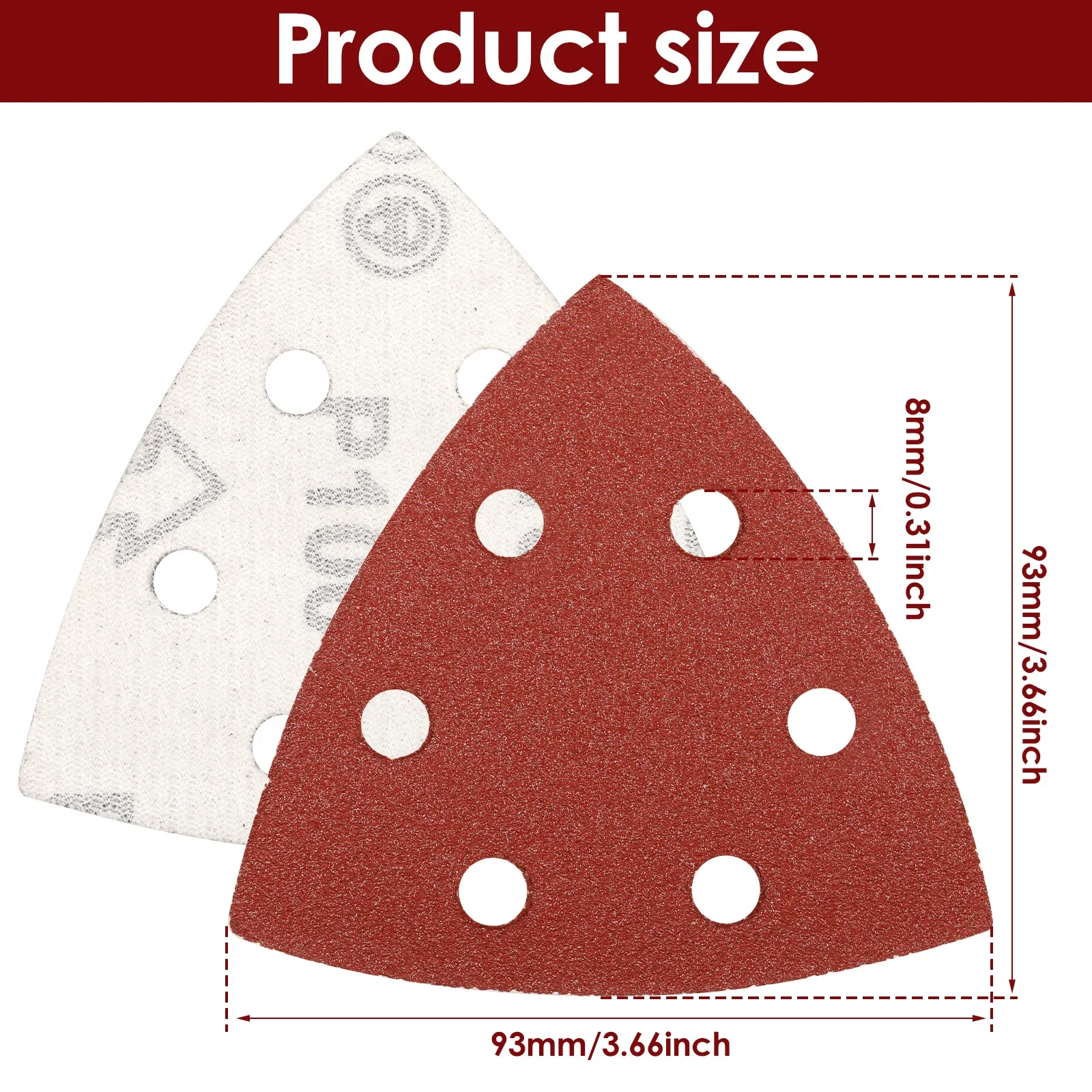  195Pcs 90 mm Triangular Sandpaper 6 Holes Sanding Discs And Loop Aluminum Oxide Pads 40-1000 Grit Abrasive Tools