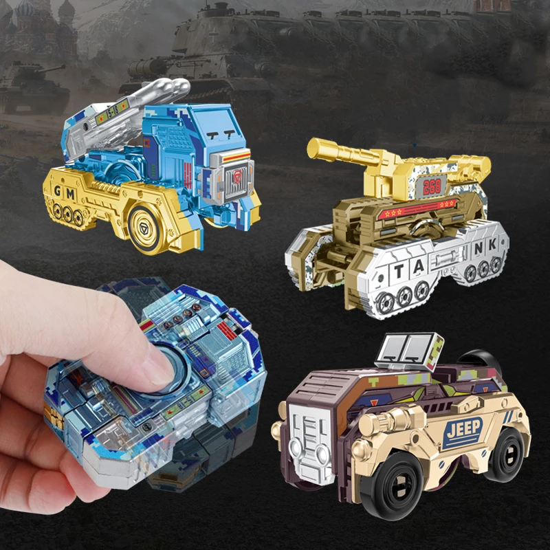 Transformação criativa série militar carro brinquedos fidget mão spinner antiestresse adulto brinquedo sensorial dedo spinners giroscópio crianças presente