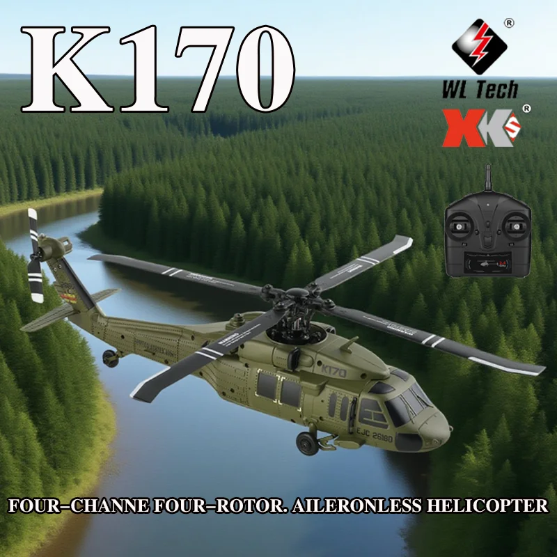 

WLtoys K170 RC Helicopter 2.4G 6-Axis Gyroscope 4CH Altitude Hold Optical Flow Remote Control Toy For Kids Adults Indoor Outdoor