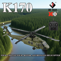 WLtoys K170 RC Helicopter 2.4G 6-Axis Gyroscope 4CH Altitude Hold Optical Flow Remote Control Toy For Kids Adults Indoor Outdoor