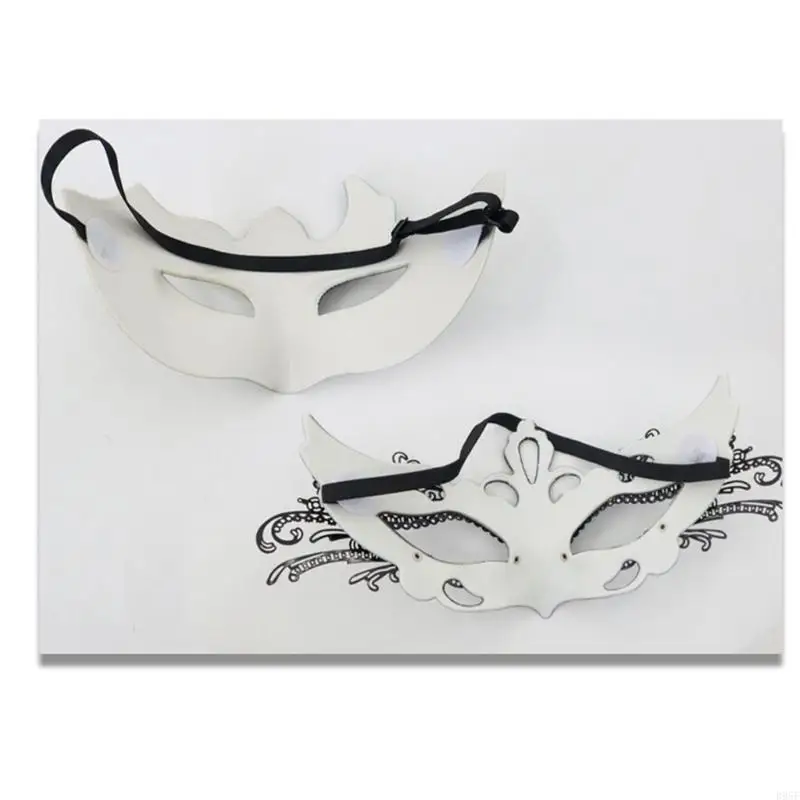 B95F 2Pcs Venetians Masks For Couples Plastic Party Wear Carved Art Design