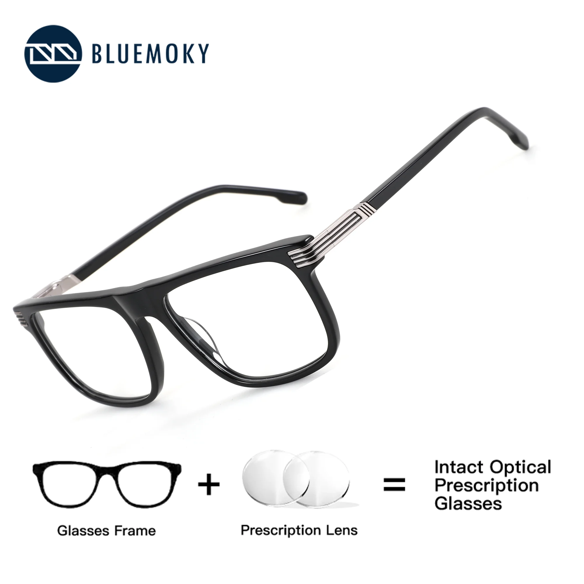 

BLUEMOKY Square Prescription Eyewear Handmade Acetate Photochromic Anti Blue Light Progressive Multifocal Glasses Man
