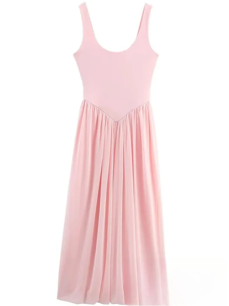 KONDALA Sexy Chic femmes robe solide Cami sans manches dos nu longue droite robes nouvelle mode 2025 automne longue robe de plage