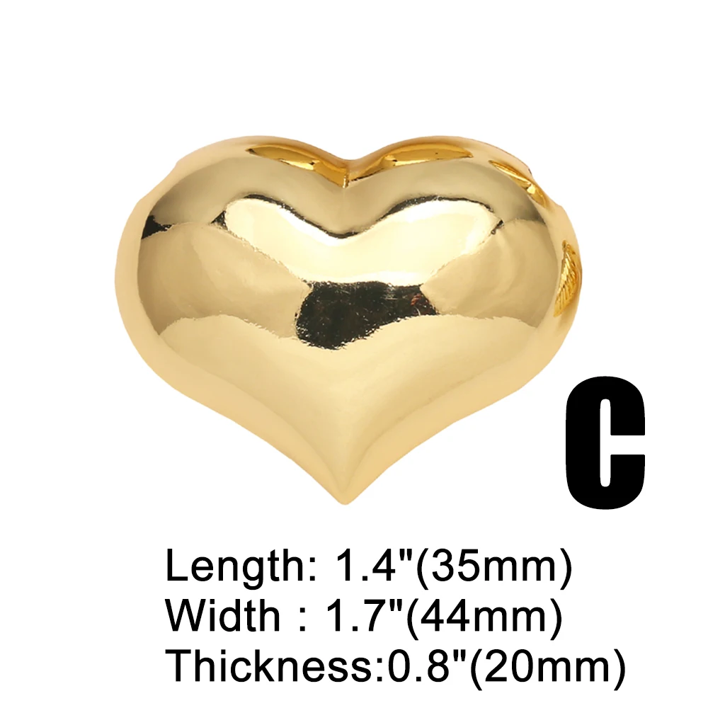 OCESRIO Gold Color Big Polish Bubble Heart Pendant for Necklaces Copper Gold Plated Jewelry Making Component Handmade pdtb553